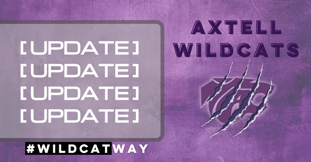 Powercat with claw marks and a purple background that says update, update, update, updateupdate with #wildcatway