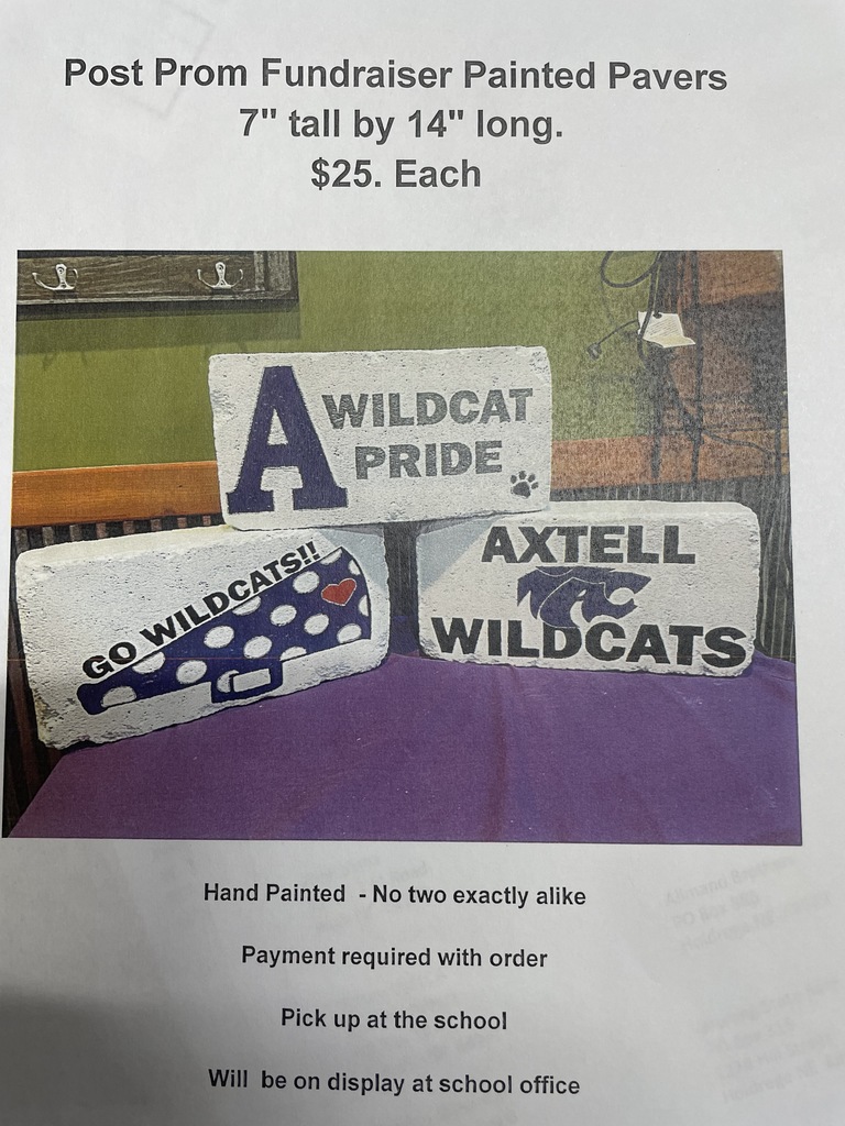Painted pavers to show your Axtell Pride in your yard. Designs include the powercat, Go Wildcats and Wildcat Pride designs.