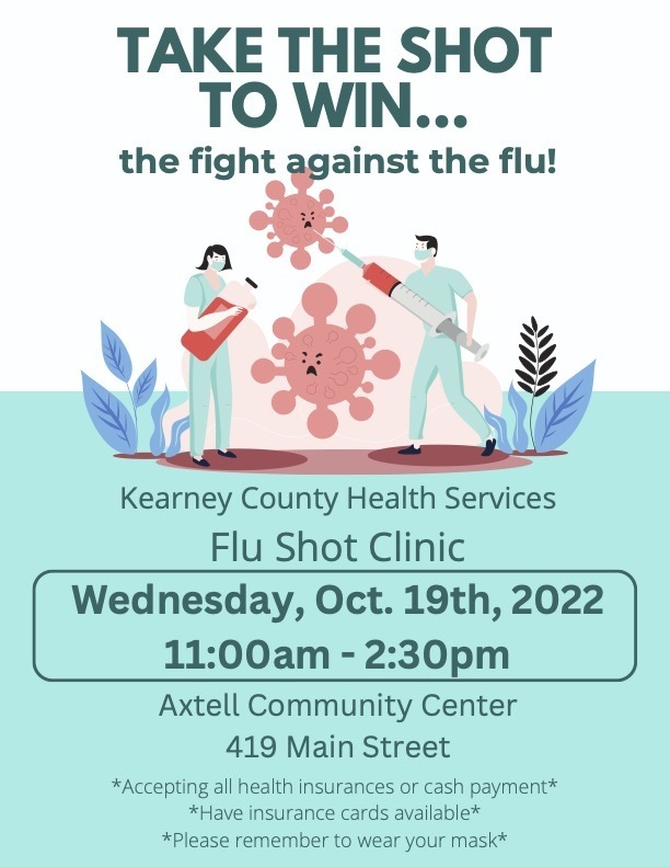 Axtell Flu Shot Clinic Oct 19 11am-2 pm Axtell Community Hall