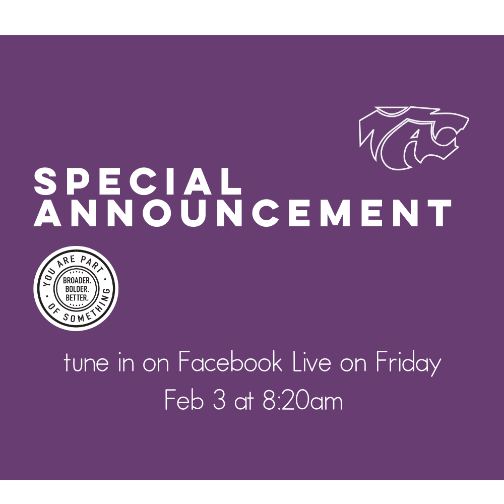 Special announcement for a Facebook Live event on Friday Feb 3 at 8:20 am